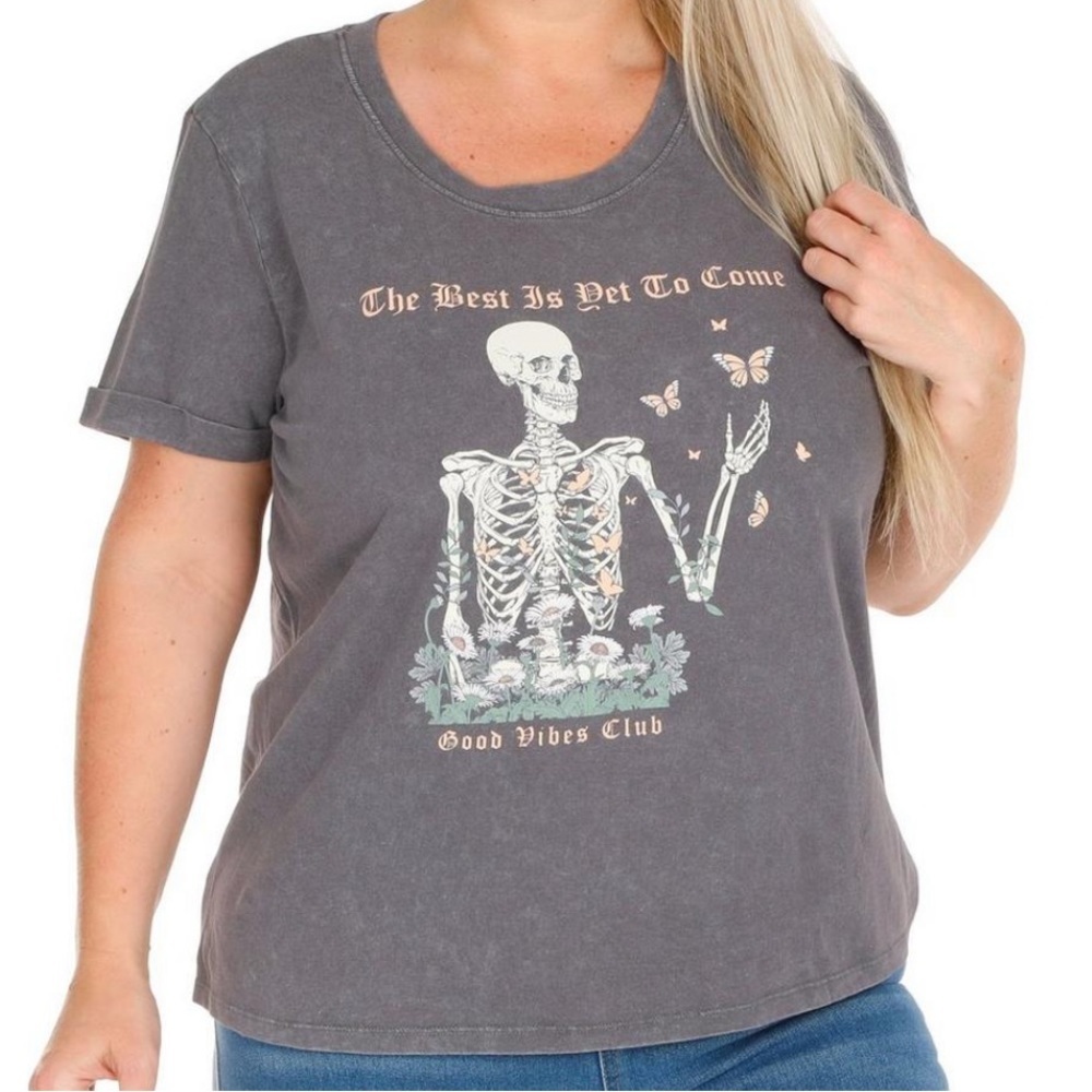 Electric Pink Skeleton Graphic Tee Size 1X